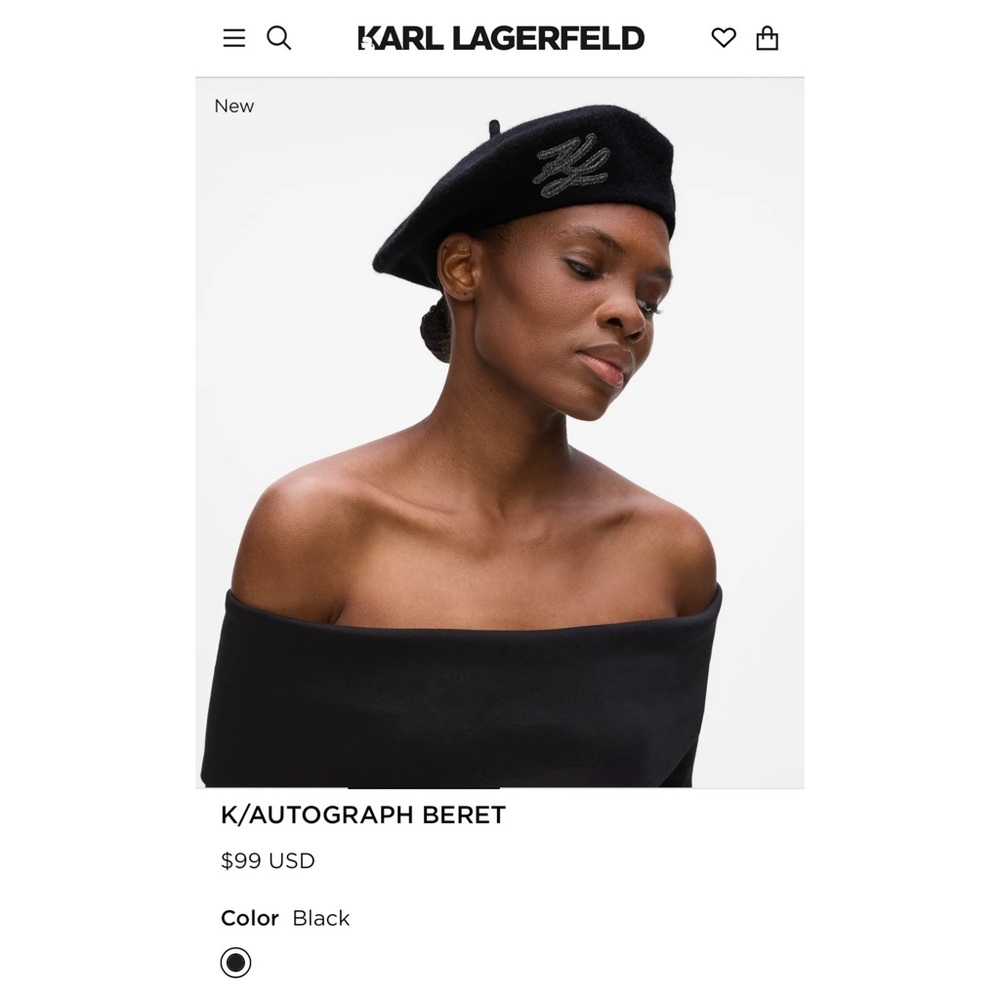 NWT Karl Lagerfeld Black Beret, Tank Top, and Rhinestone Gloves Bundle - Picture 6 of 8